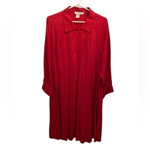 Vintage 80s-90s Venezia 3/4 Sleeve Red
Button up Tent Dress
